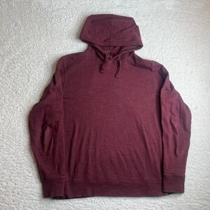 Faherty men's red slub cotton hoodie light weight outdoors L